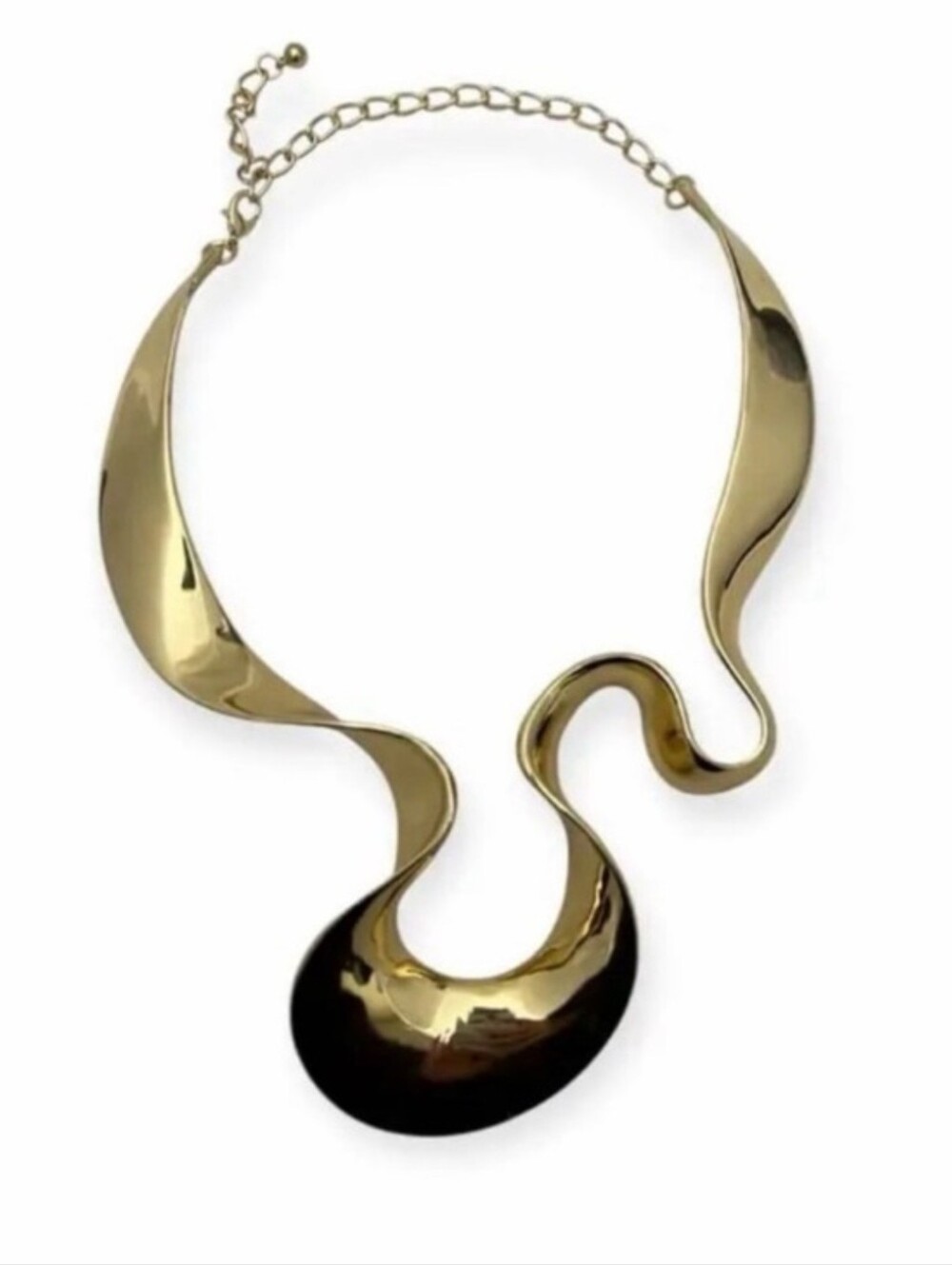 💛▪️ Natasha Couture ▪️Gold Sculptural Wave Necklace